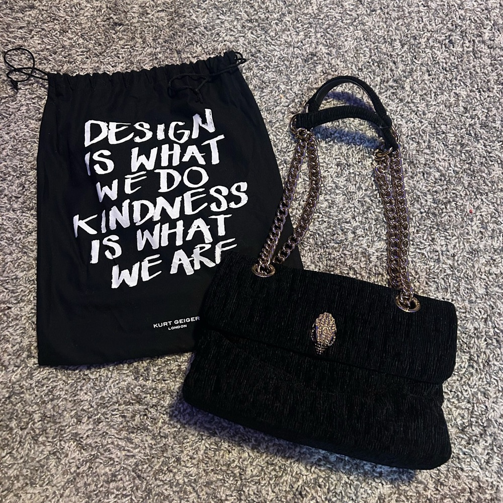 Black Kurt Geiger Chain-Handle Shoulder Bag with Gold Accent